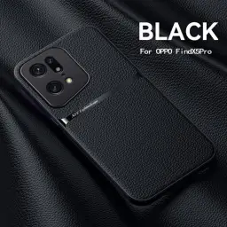 Kepuch Capa para Oppo Find X5 Pro - Litchi Grano Case Placa de Metal Embutida - — imagem 5