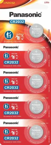 Tira de Bateria de Lithium Botão, Panasonic, CR2032-1BT
