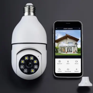Câmera Segurança IP Lâmpada WiFi Full HD 1080p com Visão Noturna Infravermelho