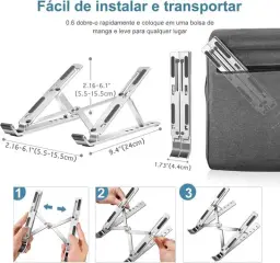 Shaolong Suporte De Notebook De Alumínio Ajustável Para Notebook De 6 Ângulos — imagem 3