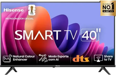 Hisense Smart TV FHD 40" Polegadas 40A4N com DTS Virtual X, Game e Sports Mode
