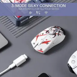 Mouse Gamer Redragon King Pro Eisa 1K Branco Personagem Anime PAW3395 26000 DPI — imagem 3