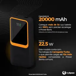 Carregador Portátil (Power Bank) 20000mAh Turbo 22.5W Carregamento Ultra Rápido — imagem 2