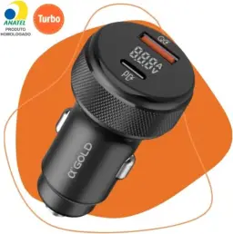 Carregador Veicular Turbo 60W Para Automóvel Carregador de Carro Duas Entradas — imagem 5