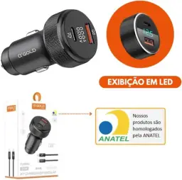 Carregador Veicular Turbo 60W Para Automóvel Carregador de Carro Duas Entradas — imagem 3