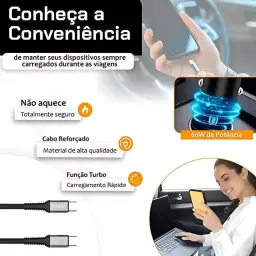 Carregador Veicular Turbo 60W Para Automóvel Carregador de Carro Duas Entradas — imagem 6