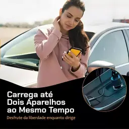 Carregador Veicular Turbo 60W Para Automóvel Carregador de Carro Duas Entradas — imagem 8