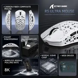 ATTACK SHARK R5 Ultra Mouse gamer sem fio HyperSpeed de fibra de carbono — imagem 2