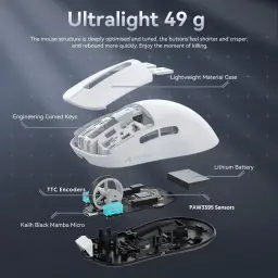 Mouse ATTACK SHARK X3 49g SUPERLIGHT, sensor PixArt PAW3395 — imagem 4