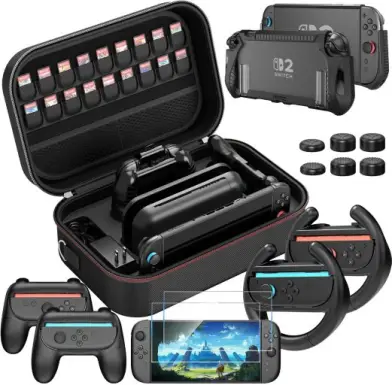 HEYSTOP Switch 2 Case for Protetora Acessórios para Switch 2 16 em 1 com 4