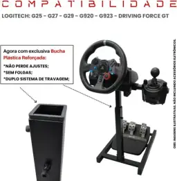 LimaRace Suporte Para Volantes Pilot J1 USB Preto - PC, PS3, PS4, XBOX 360, ONE — imagem 3