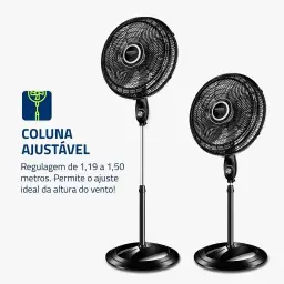 MONDIAL Ventilador Coluna Super Turbo 8 Pás - 50cm, 110V, Preto/Prata — imagem 5