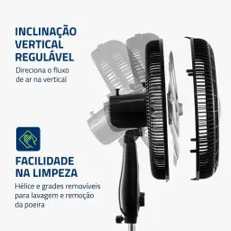 MONDIAL Ventilador Coluna Super Turbo 8 Pás - 50cm, 110V, Preto/Prata — imagem 6