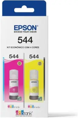 Kit de Garrafas de Tinta Original Epson EcoTank T544 - Magenta, Amarelo, Ciano — imagem 2