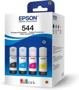 Kit de Garrafas de Tinta Original Epson EcoTank T544 - Magenta, Amarelo, Ciano — imagem 1