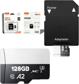 Cartão de Memória 128GB Original com Adaptador Micro Full HD - Velocidade — imagem 1