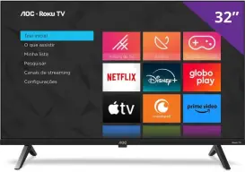 AOC, Smart TV, Roku, 32'' HD, 32S5045/78G, com HDMI, USB, Wi-Fi — imagem 2