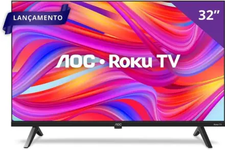 AOC, Smart TV, Roku, 32'' HD, 32S5045/78G, com HDMI, USB, Wi-Fi