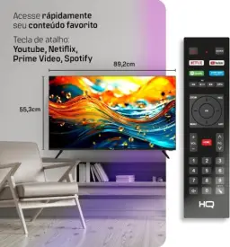Smart TV HQ 40" Full HD tela sem bordas Android 12 design Slim HQS40NKHM — imagem 5