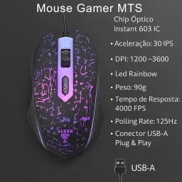 Combo GAMER 4 em 1 MTS, Nightmare - Mouse 4D 3600 Dpi - Teclado RGB LED Rainbow — imagem 4