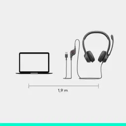 Headset com fio USB Logitech H390 com Almofadas Confortáveis — imagem 10