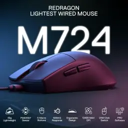 Mouse Gamer Redragon K1ng 1K Preto PAW3327 Cabo USB Tipo-C Removível 12400 DPI — imagem 2