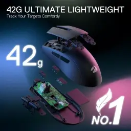 Mouse Gamer Redragon K1ng 1K Preto PAW3327 Cabo USB Tipo-C Removível 12400 DPI — imagem 4