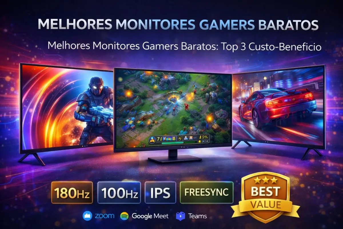 Monitores Gamers Baratos em Abril 2026: Top 3 Custo-Benefício