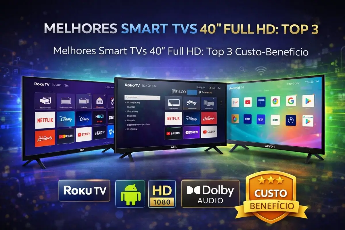 Melhores Smart TVs 40" Full HD: Top 3 Custo-Benefício
